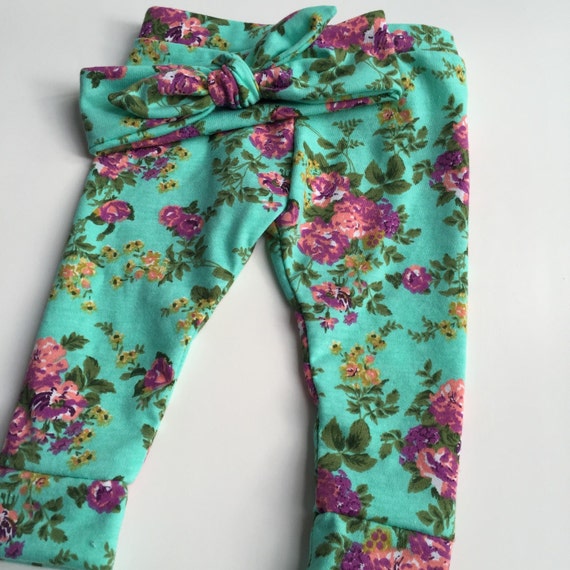 Baby Girl Leggings and Knot Headband set leggings by KristelSummer