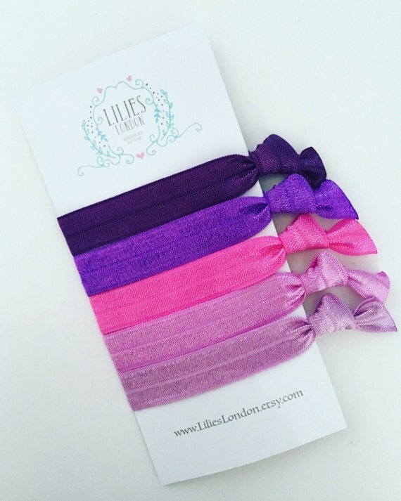 Purple hair ties crease free elastic hairties by LiliesLondon