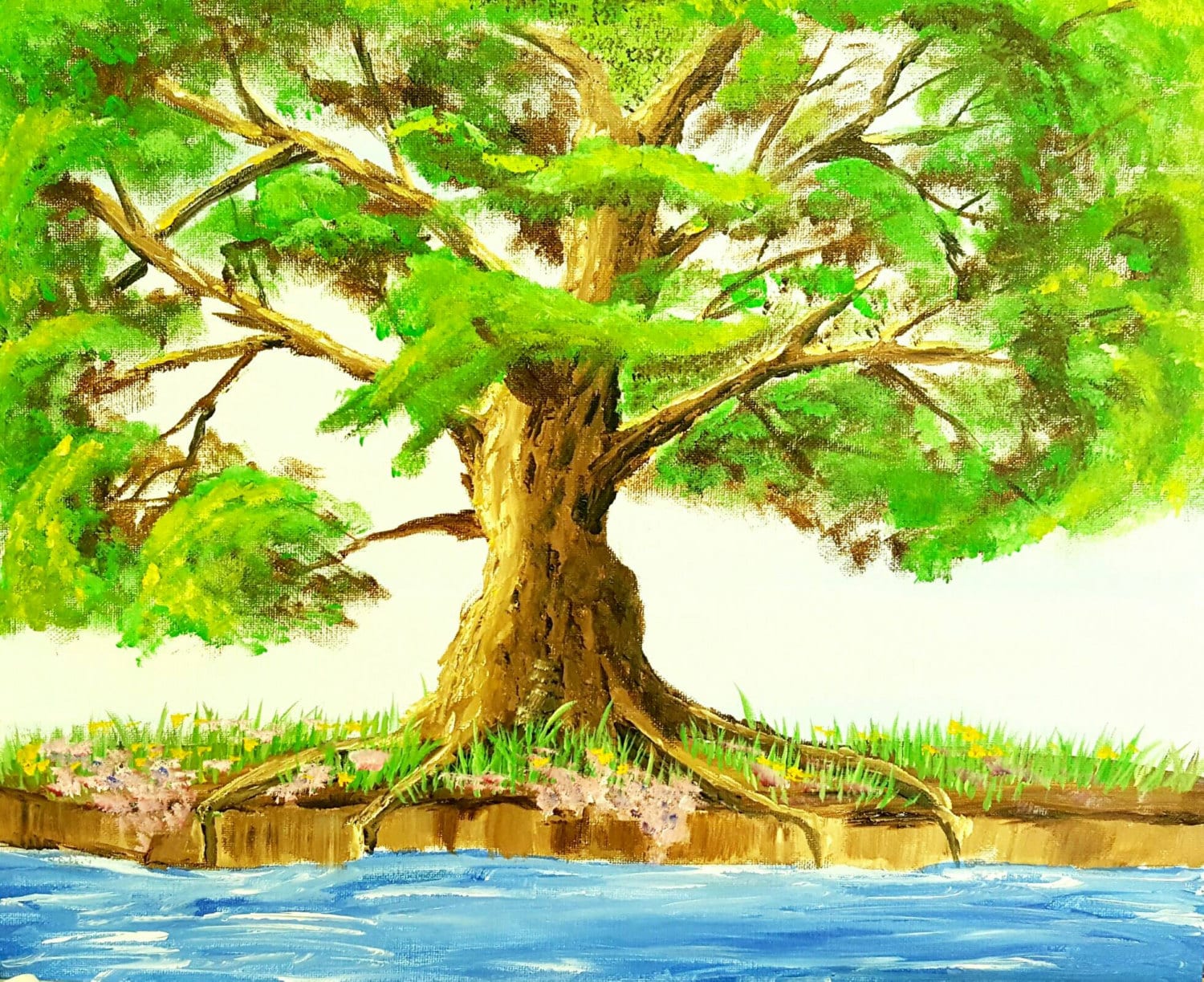 Original Tree Painting Tree Art Oak Tree Artwork Spring and