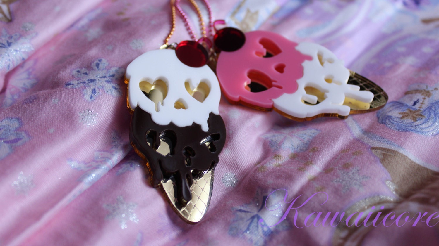 Drippy Skull Pastel Goth Ice Cream Sundae Scoop Laser Cut