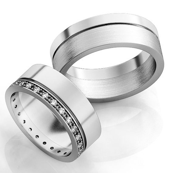 Silver Wedding Bands  Wedding  Ring  set Classic by WorldOfGold