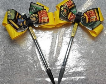 Harry Potter inspired Pen, harry potter inspired Pencil, yellow bow, harry potter ribbon, lanyards also available, harry potter bow