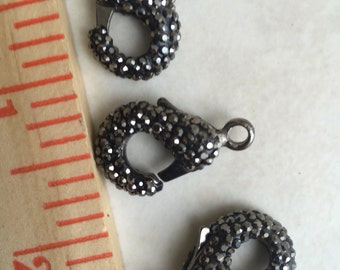 1 (one) High Quality Rhinestone Pave Gunmetal Lobster Claw Clasp ~ 25 x 15mm ~ Ships from the USA!