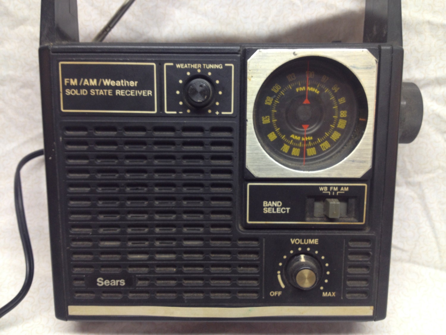 Unique Vintage Sears AM/FM/Weather Radio Portable or Corded