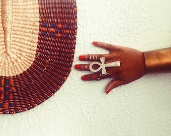 Major Key Ankh Ring // Key of Life, Gold Ankh Ring, Ancient Egyptian Jewelry, Ethnic Jewelry, Brass Jewelry, Statement Ring, Afrocentric