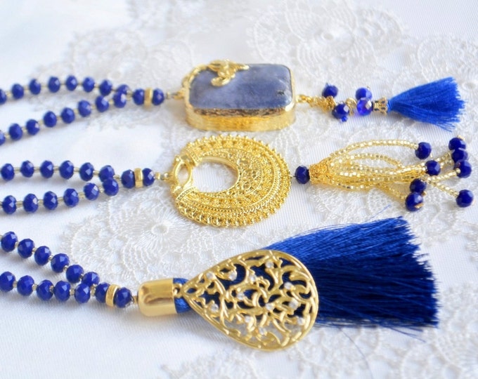 muslim navy blue doa beads tesbeeh necklace, spiritually umrah gift ,prayer tespih,ottman design, muslim pray, quran, arabic, calligraphy