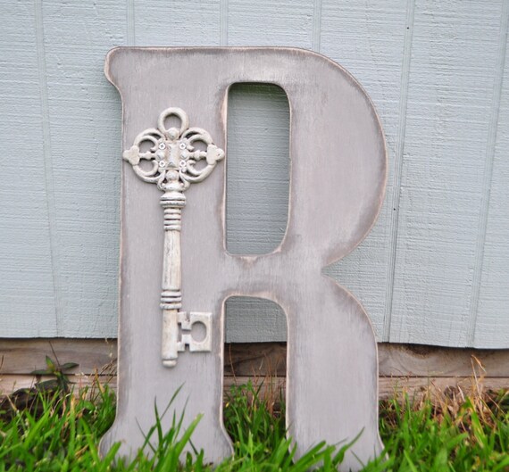 Large wood letter R rustic wall decor shabby by FlawedElegance