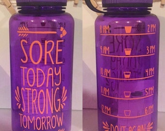 34 oz. Custom Inspirational Water Bottle with tracker *this listing is for a PURPLE bottle*