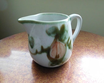 John B. Taylor Pitcher. Pear pattern. Harvest. Vintage. Farmhouse and country cottage decor. Louisville Stoneware.