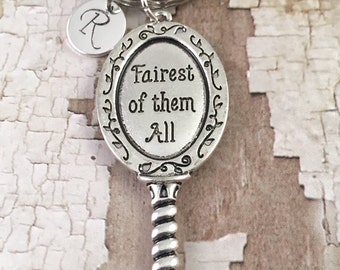 Fairest of them all keychain, snow white keychain, evil queen mirror keyring, gift for her, mother gift, daughter gift