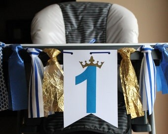 Prince Highchair Birthday Banner, High Chair Banner, One Birthday Banner, One High Chair Banner, Prince Birthday Party, Royal Prince Banner