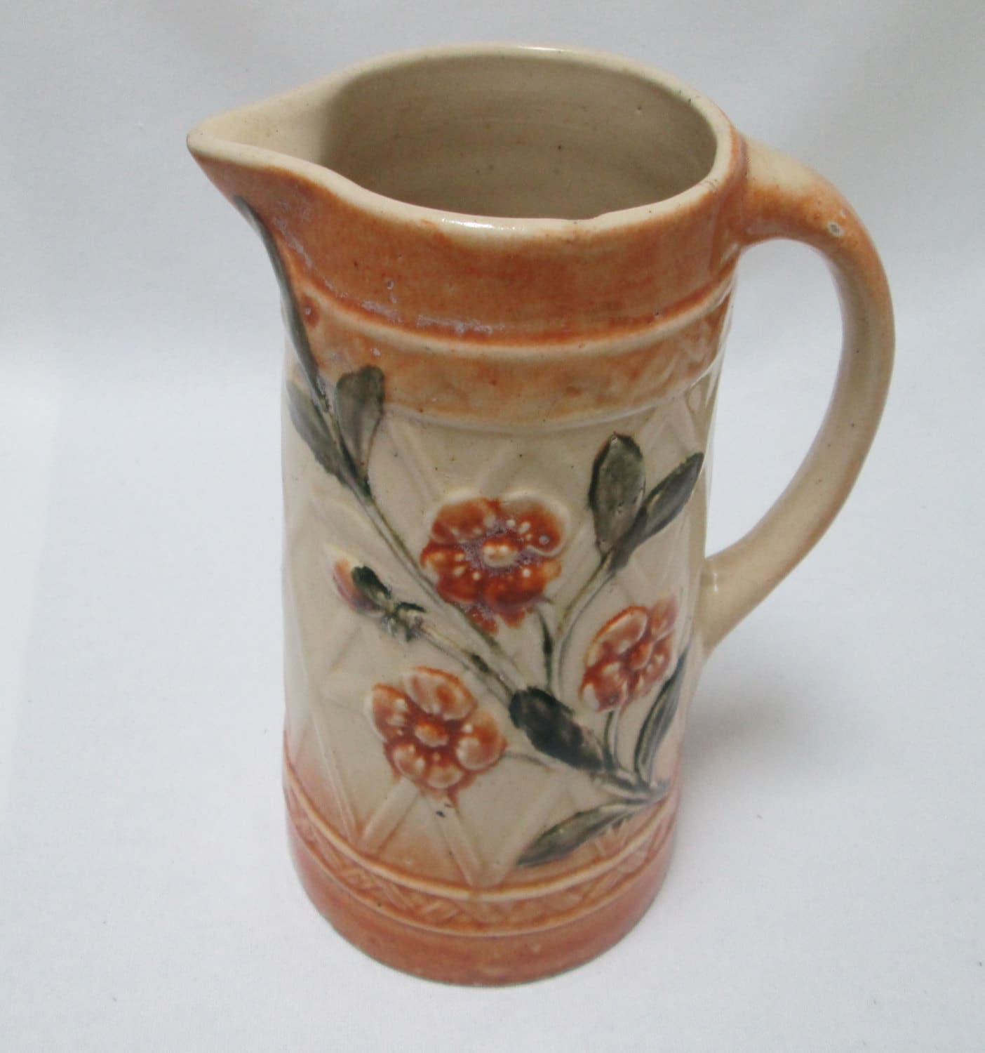 Antique Roseville Pottery Wild Rose Pitcher Early 1900's