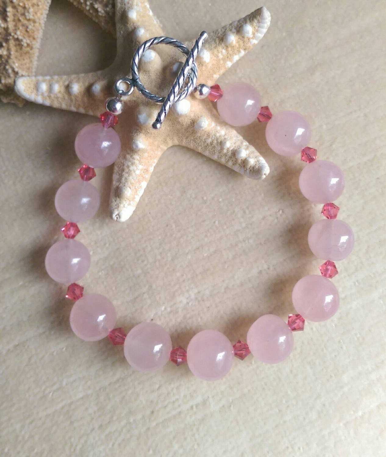 Rose Quartz Bracelet Handcrafted with genuine Rose Quartz