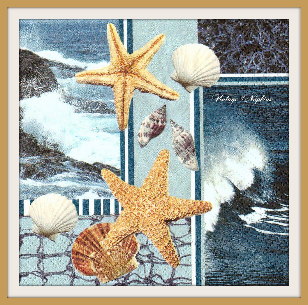 PAPER napkins for DECOUPAGE SUMMER Beach Sea by VintageNapkins