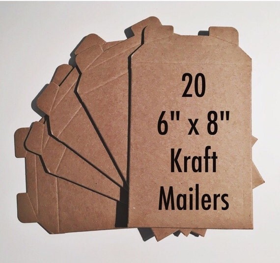 20 Rigid Kraft Mailers 6 x 8
