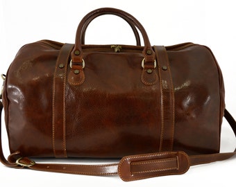 leather duffel bag overnight italy