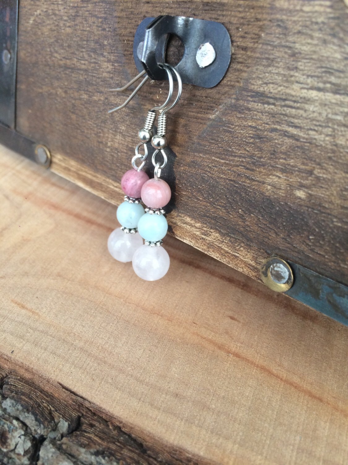 Gemstone Dangle Earrings Stainless Steel