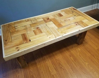 Reclaimed Wood Coffee Table - Tiled Tabletop