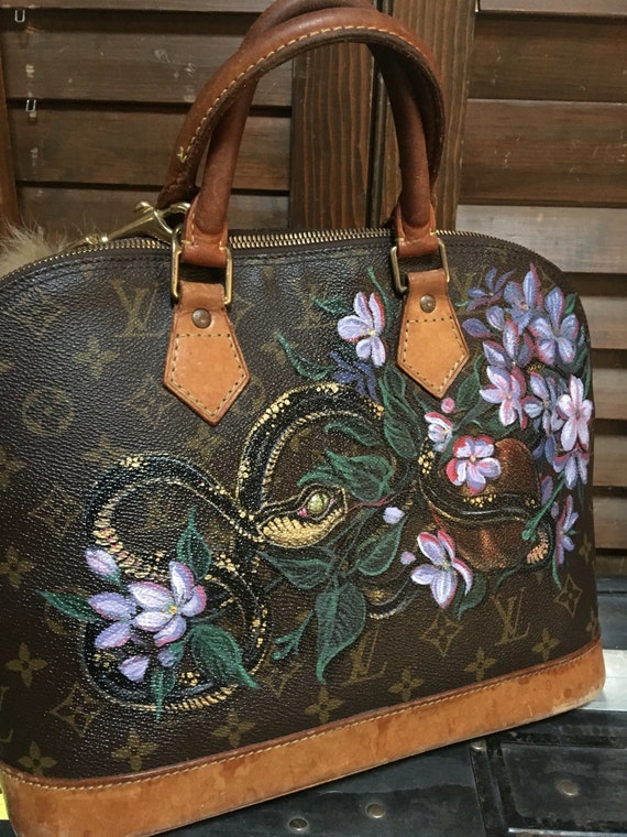 Hand painted Louis Vuitton Alma snake