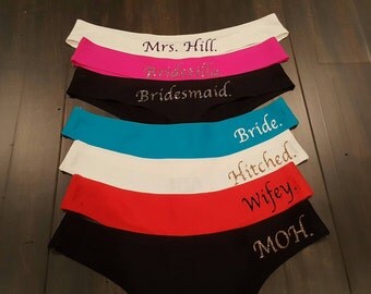 Wedding Bridal Panties Low Rise Seamless Custom Thong Undergarments Underwear Bridesmaid Gift