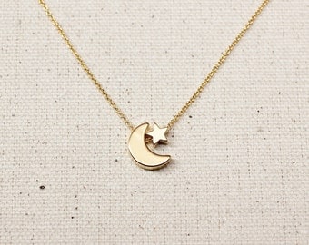 Star Moon Necklace Gold Layering Necklace