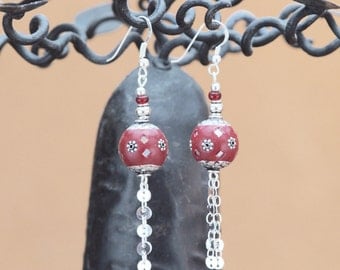 Sterling silver French earrings "Moa" with Cachemire handmade beads.