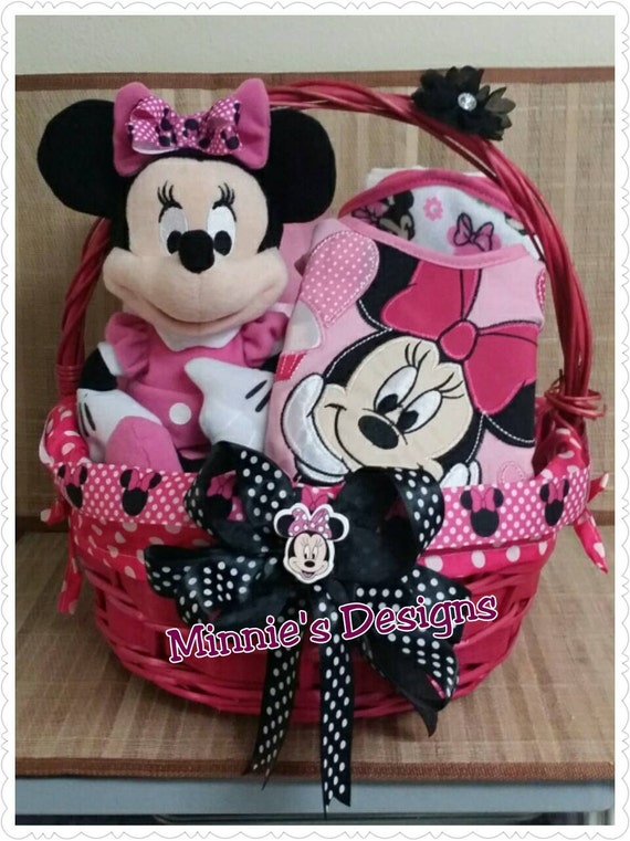 Minnie Mouse Baby Gift Basket Minnie Mouse By AlondrasDesigns