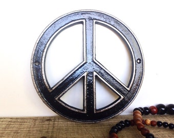 Cast Iron Peace Sign - Bohemian Decor - Hippie Wall Art - Retro Decor - Peace Sign Decor - Bohemian Art - Hippie Wall Decor - Retro Signs