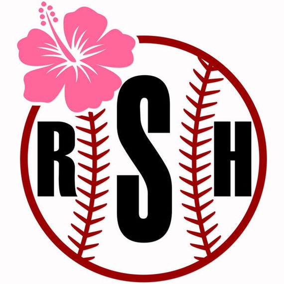 Download Baseball Softball Flower Hawaii Monogram Cuttable Designs SVG