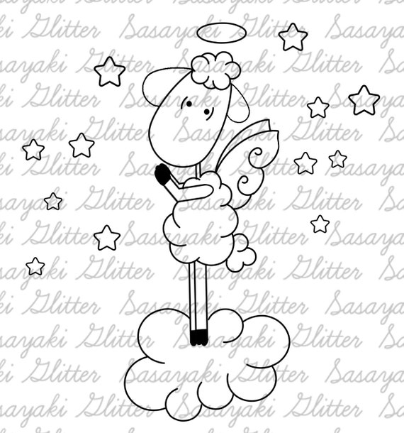 Angel Sheep Digital Stamp by Sasayaki Glitter