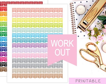 Workout Planner Stickers, Gym Printable Stickers, Fitness Stickers, Flag Stickers, Erin Condren Stickers, MAMBI Happy Planner Stickers