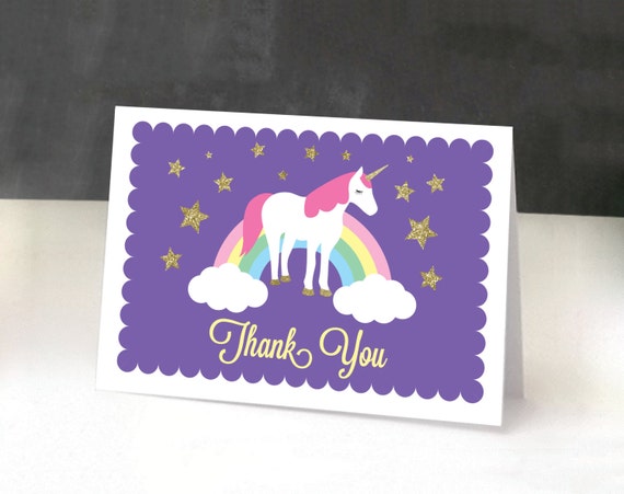 Items similar to Unicorn Birthday Thank You Card | DIY Printable | Unicorn Party | Unicorns ...