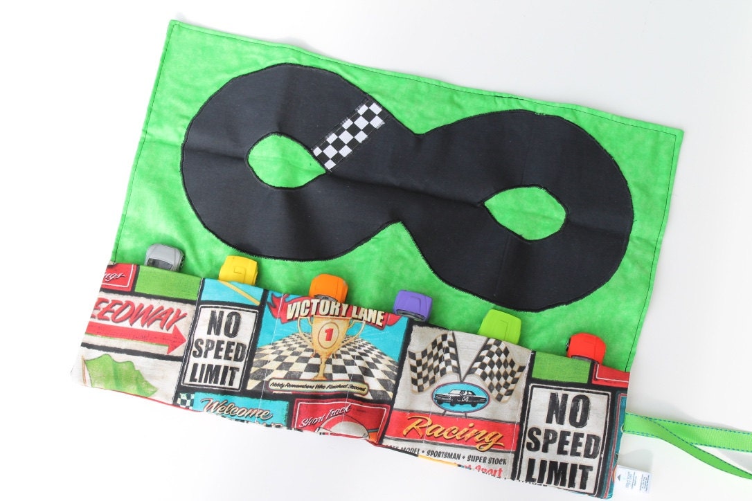 Race Car Play Mat Car Roll Toy Car storage by YellowHouseStitches