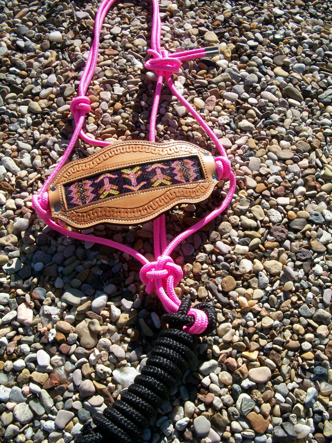 Beaded Bronc Halter Rope Halter Leather Bronc by WildLaceBeadwork