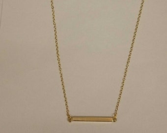 Horizontal Gold Bar Necklace - Tiny 18K Gold Plated Bar Necklace - Minimalist Necklace - Mother's Day Gift