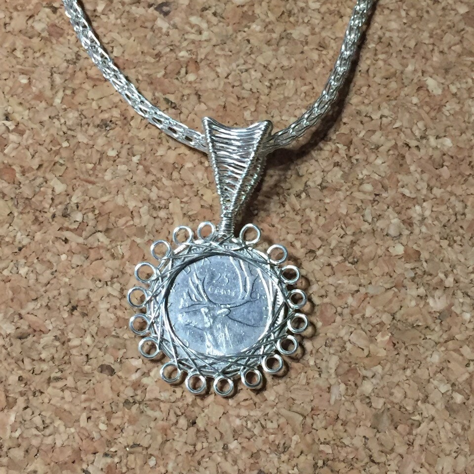 Wire Wrapped Coin Necklace 1014N