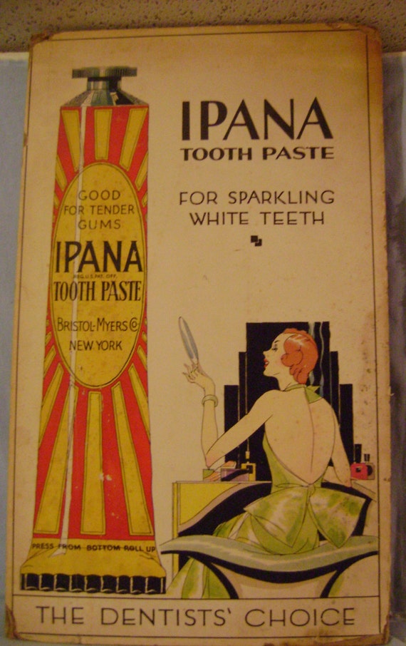 Vintage Cardboard Ipana Toothpaste Sign