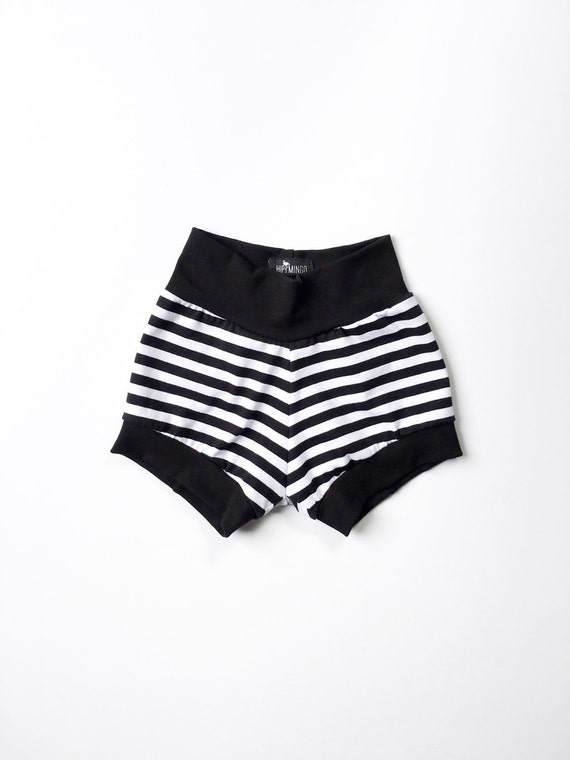 Unisex Black and White Striped Baby Shorts Toddler Monochrome