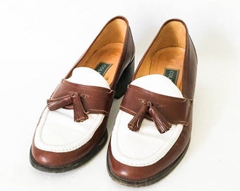 Leather loafers size 7B - Cole Haan shoes - Leather tasseled shoes - Cole Haan size 7 - Two tone leather shoes - Leather loafers - Loafers