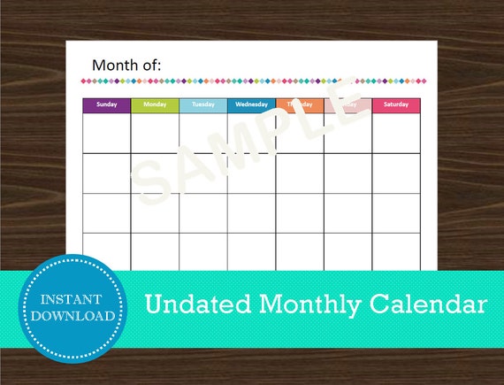 undated monthly calendar landscape calendar printable and