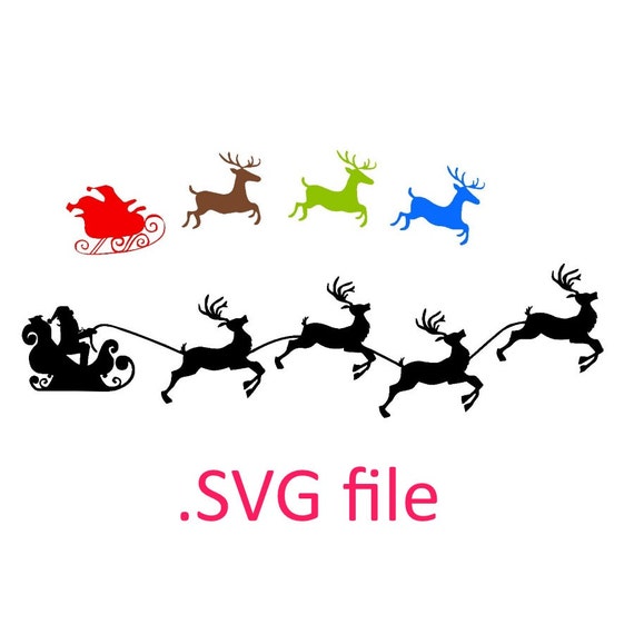 Download Items similar to santa sleigh reindeers design, christmas ...