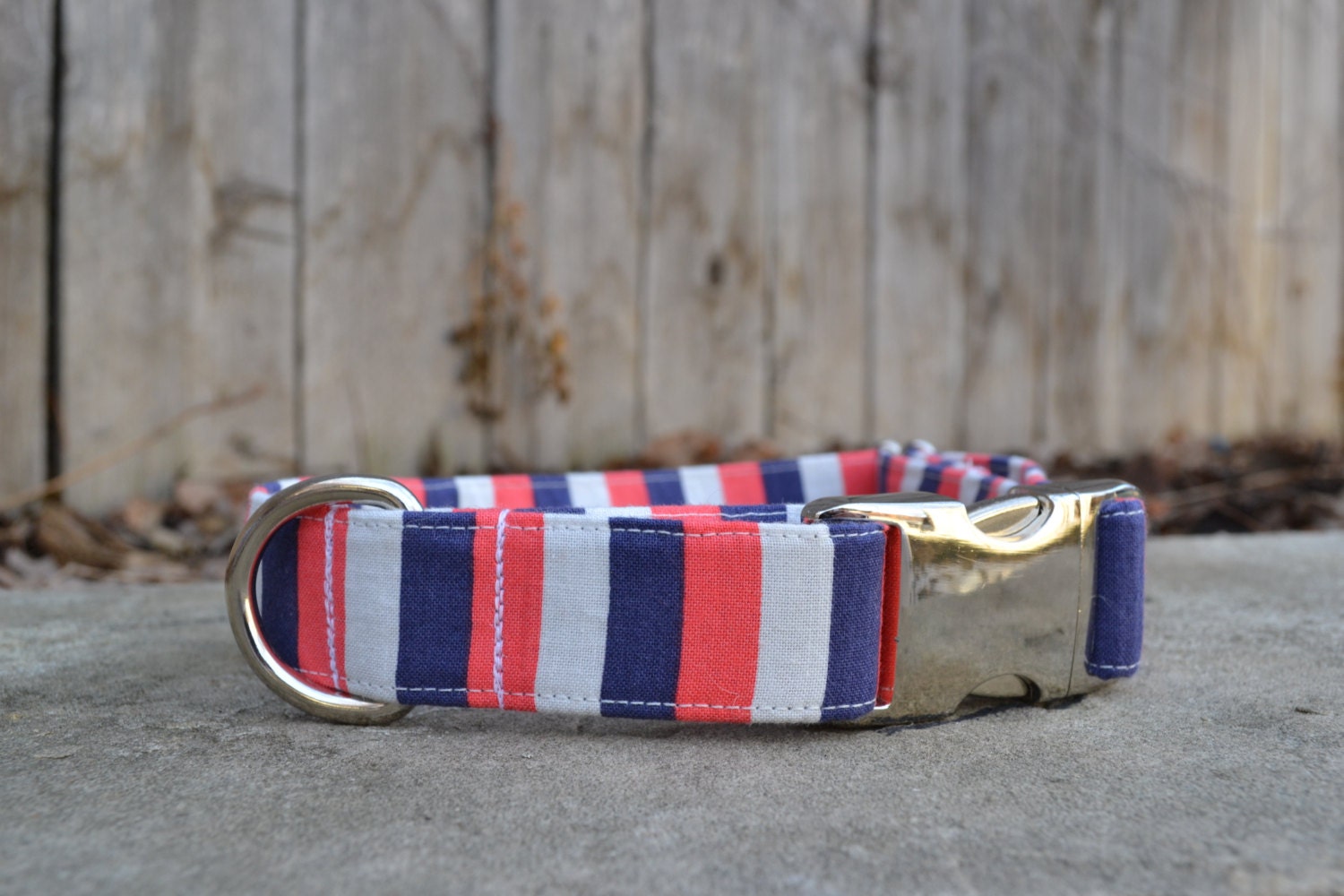 Mod Red White and Blue Striped Dog Collar