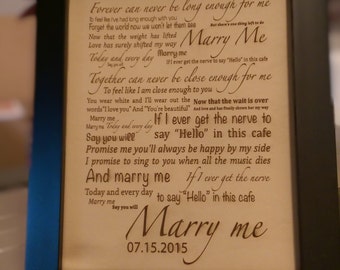 Leather 3rd Anniversary Gift Laser Engraved "Marry Me" Quote Personalized With Frame Art
