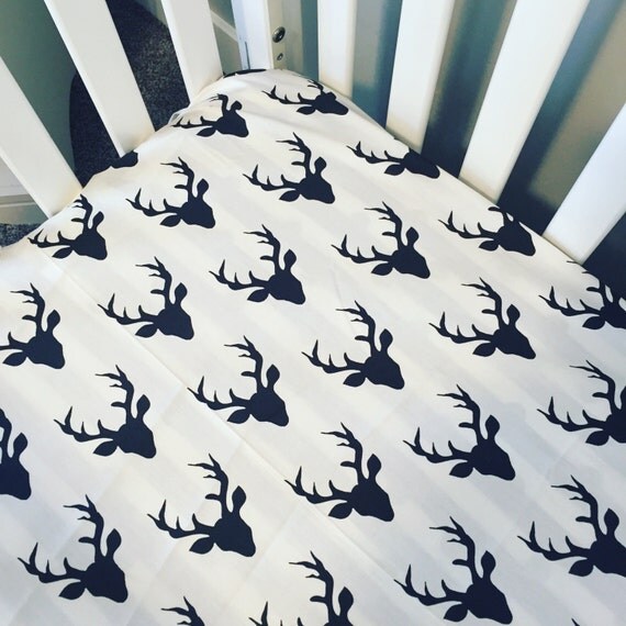 Deer head crib sheets baby boy fitted crib sheet