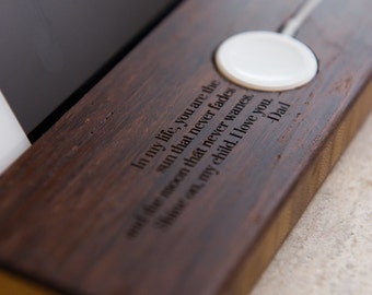 Docking Station Apple Watch Dock All iPhones Stand Mom Dad Son Daughter Gift iWatch Personalized Phone Charging Wood Quotes
