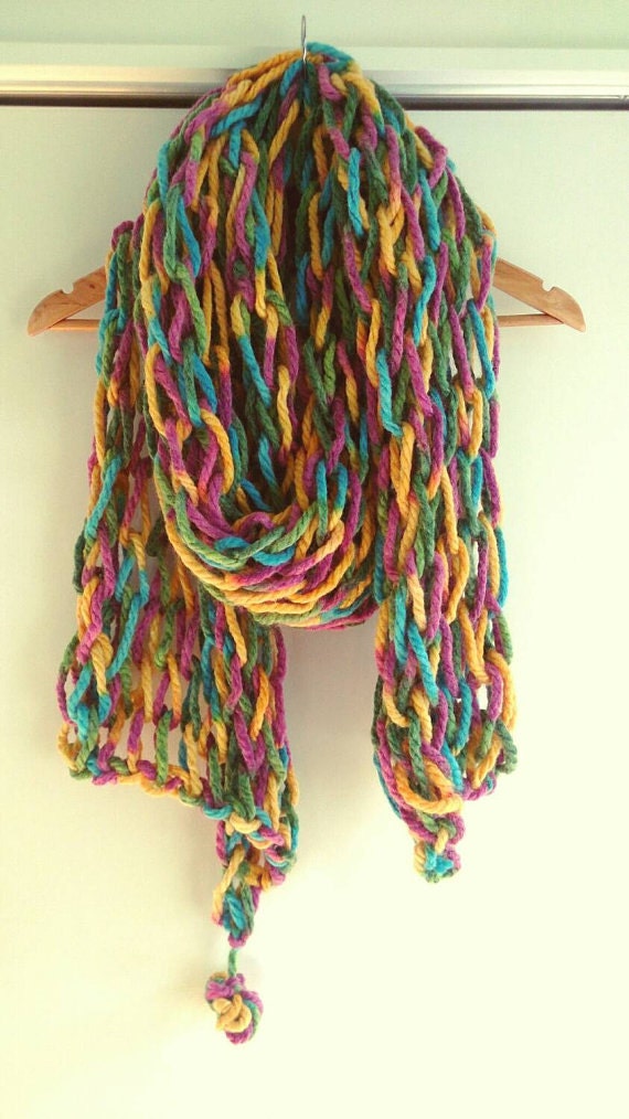 Chunky scarf Fluffy Scarf Colorful Scarf by CloudCraftssKnit