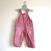 24MOS - Vintage OshKosh Bgosh Unisex Conductor Train Red and White Pin Striped Boys Flannel Lined Overalls 24 Months Mos