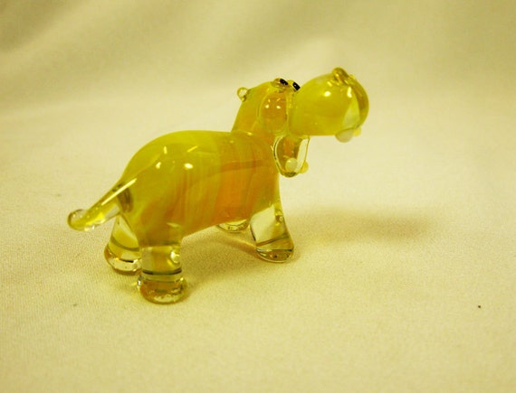 Glass Hippo Art Glass Home Decor Glass Hippo By Russianminiatures