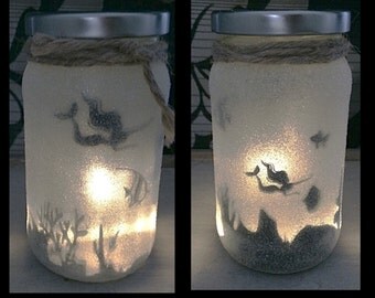 Night light, mood lighting, Mermaid in a jar, Fairy Jar, Glitter Jar, Christmas, light up jars, mason jars
