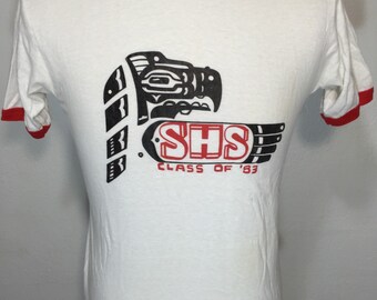 80's vintage hanes ringer t shirt red